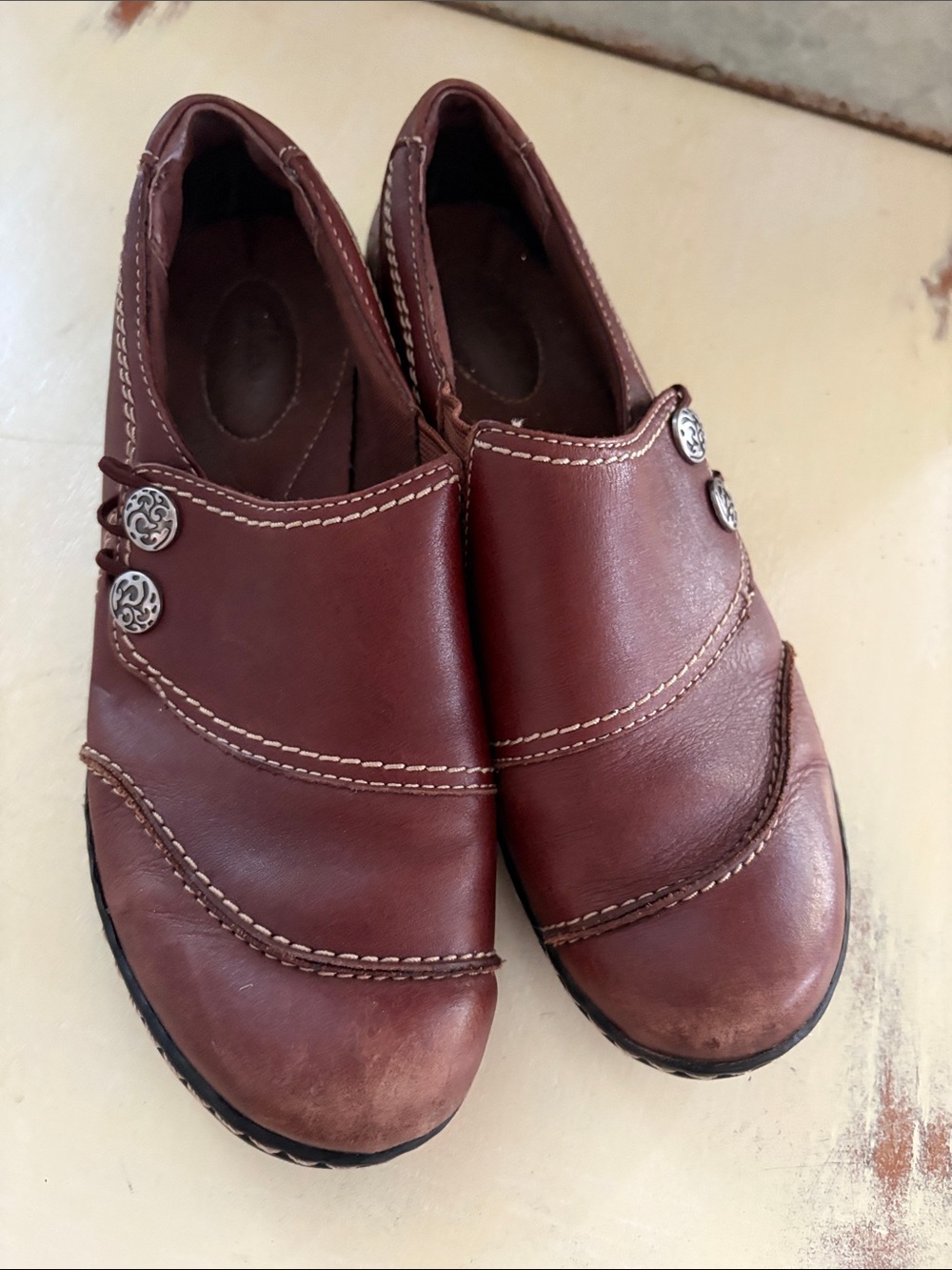 Clarks Shoes Womens 7.5 Brown Ashland Lane Q Casual Slip On Loafers Comfort